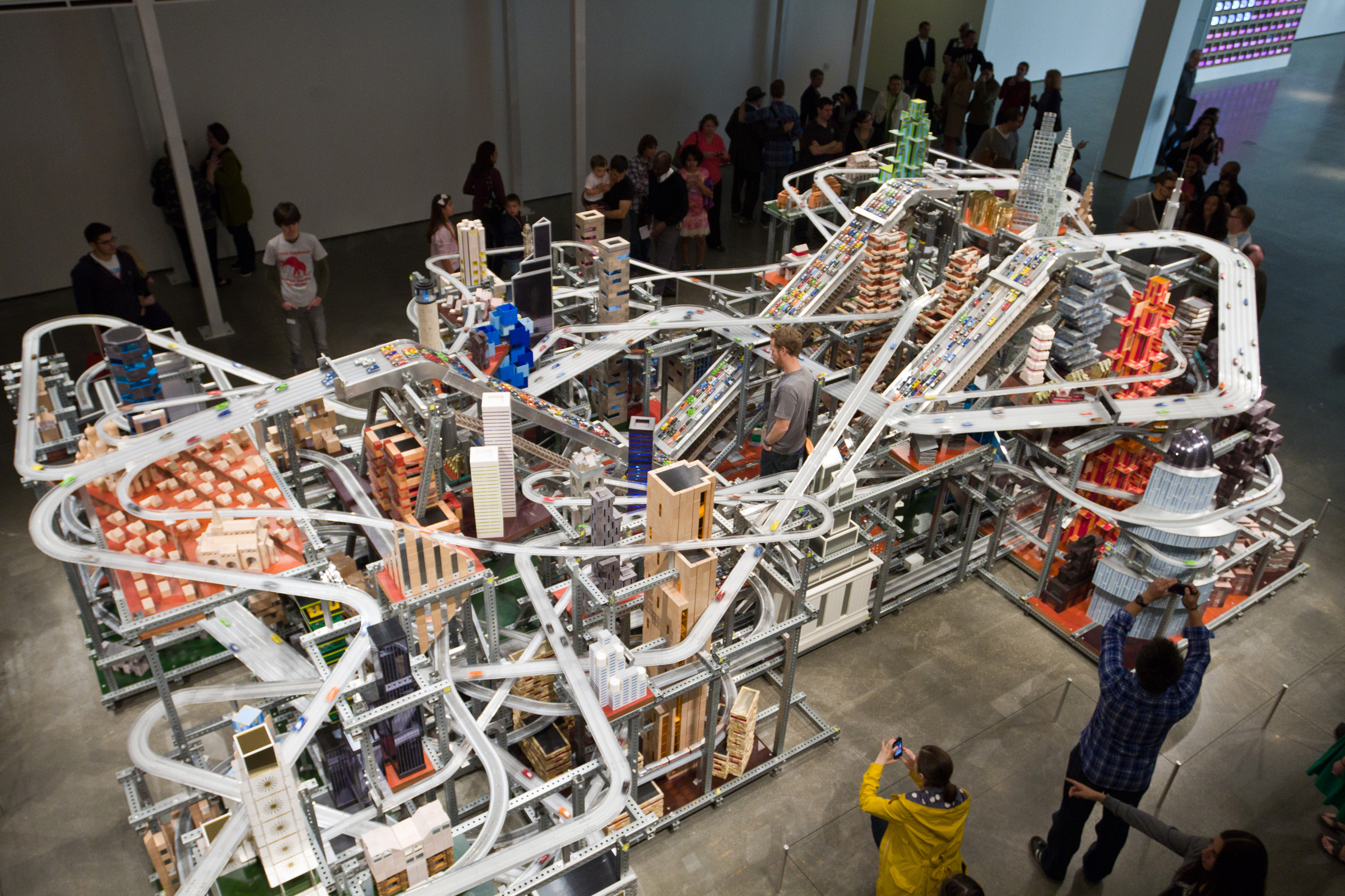 Chris Burden, Metropolis II (detail), 2010, courtesy of the Nicolas Berggruen Charitable Foundation, © Chris Burden/licensed by The Chris Burden Estate and Artists Rights Society (ARS), New York, photo © Museum Associates/LACMA Conservation, by Yosi Pozeilov