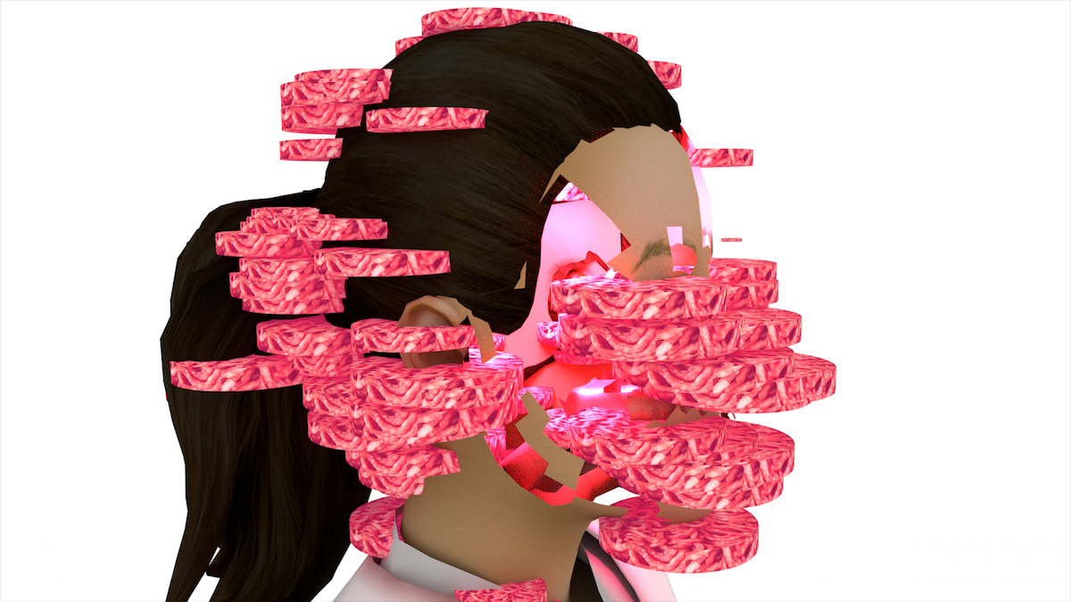 Still from Jen Liu’s Pink Slime Caesar Shift (Prospectus), 2018, courtesy of the artist