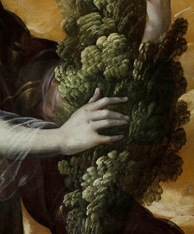 Juan Correa, Angel Carrying a Cypress (Ángel portando un ciprés) (detail), c. 1670–90