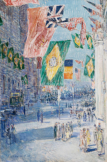 F. Childe Hassam, "Avenue of the Allies: Brazil, Belgium," 1918, Mr. and Mrs. William Preston Harrison Collection