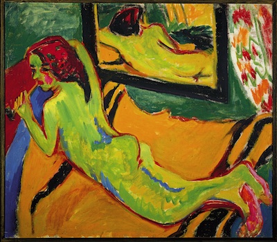 Ernst Ludwig Kirchner, Reclining Nude in Front of Mirror (Liegender Akt vor Spiegel), 1909–10, Brücke-Museum, Berlin (Inv.-Nr. 31/72), © Ernst Ludwig Kirchner, Courtesy Ingeborg & Dr. Wolfgang Henze-Ketterer, Wichtrach/Bern. Photo © Brücke-Museum, Berlin, photographer: Roman März