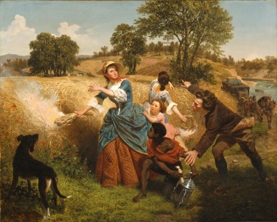 Emmanuel Gottlieb Leutze, Mrs. Schuyler Burning Her Wheat Fields on the Approach of the British, 1852, bicentennial gift of Mr. and Mrs. J. M. Schaaf, Mr. and Mrs. William D. Witherspoon, Mr. and Mrs. Charles C. Shoemaker, and Jo Ann and Julian Ganz Jr.