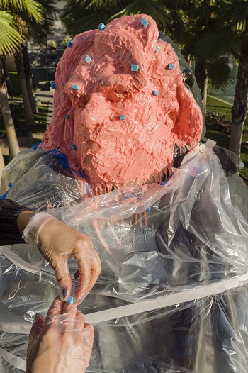 Making props for the performance, photo by Yosi A. R-Pozeilov