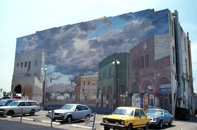 Terry Schoonhoven, St. Charles, Venice Beach, CA 1978. This mural was the last work signed Los Angeles Fine Arts Squad. Photo by Edward Lopez, courtesy of SPARC Archives. (sparcinla.org)