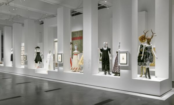 Gallery view with dressed mannequins