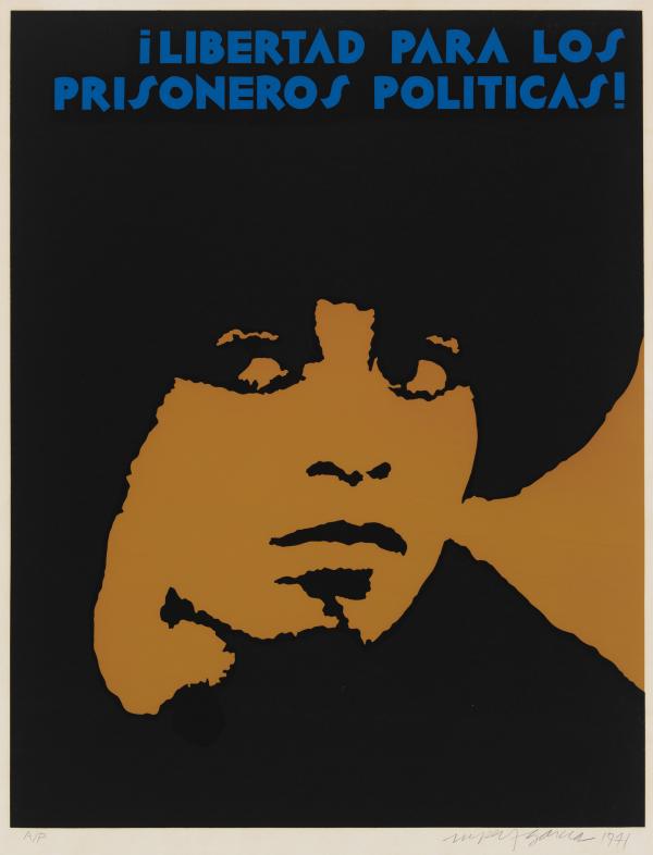 Poster of Angela Davis reading “Libertad para los Prisoneros Políticas!” (Liberty for Political Prisoners!