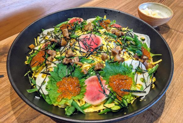 Bowl of colorful chirashi zushi