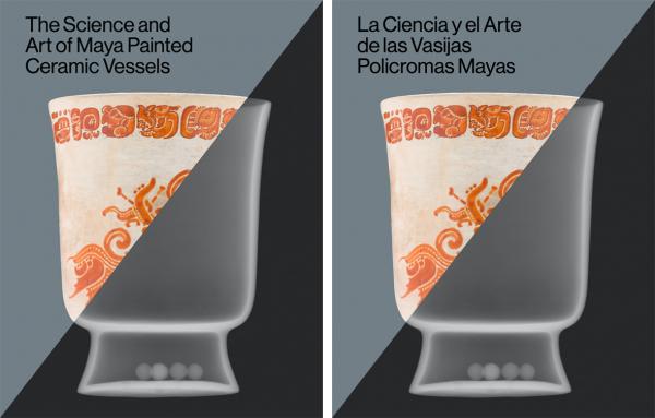 Two book covers in English and Spanish featuring a vase bisected by an x-ray image