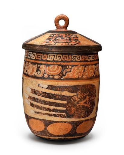 Lidded Vessel with Images of an Open Hand, Maya, 580–700