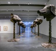 View of Ai Weiwei's Circle of Animals/Zodiac Heads in the gallery