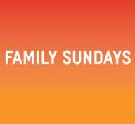 Orange graphic reading "Andell Family Sundays Anytime"