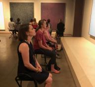 Participants during Mindful Monday, in the exhibition Unexpected Light: Works by Young-Il Ahn